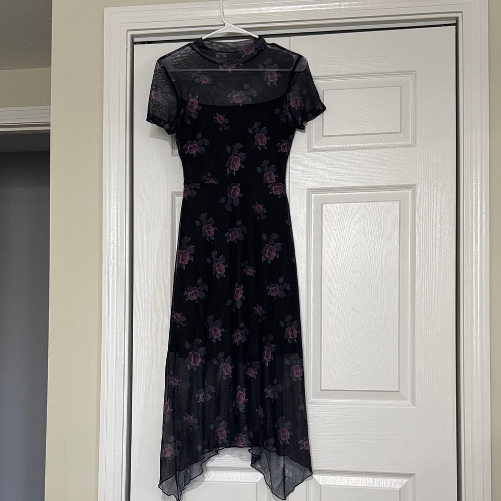 Floral Black and Purple Dress